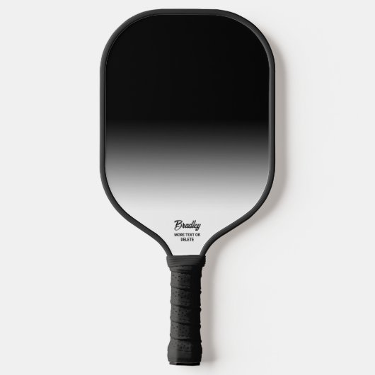 Zwarte Ombre Gradiënt Aangepaste Tekst Naam Cool Pickleball Paddle (Achterkant)