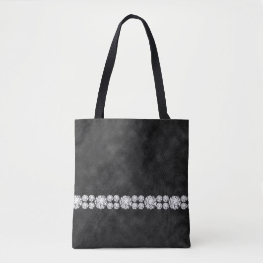 ZWARTE OMBRE MET DIAMOND KIJKEN KIJNEN STONEN BEKE TOTE BAG (Voorkant)