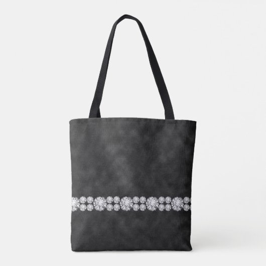 ZWARTE OMBRE MET DIAMOND KIJKEN KIJNEN STONEN BEKE TOTE BAG (Achterkant)