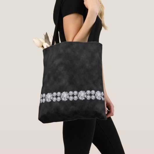 ZWARTE OMBRE MET DIAMOND KIJKEN KIJNEN STONEN BEKE TOTE BAG (Dichtbij)