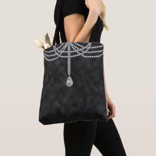 ZWARTE OMBRE MET DIAMOND KIJKEN KIJNEN STONEN BEKE TOTE BAG