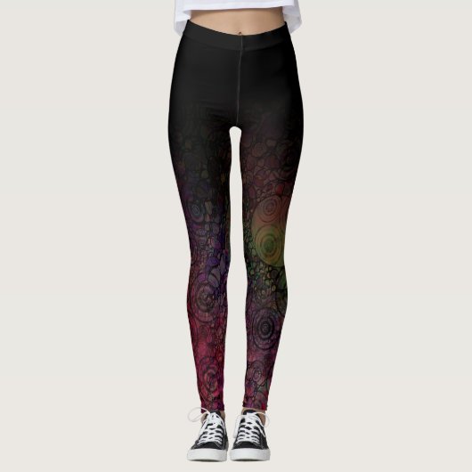 Zwarte Ombre met het Kleurrijke Grungy Abstracte Leggings (Voorkant)