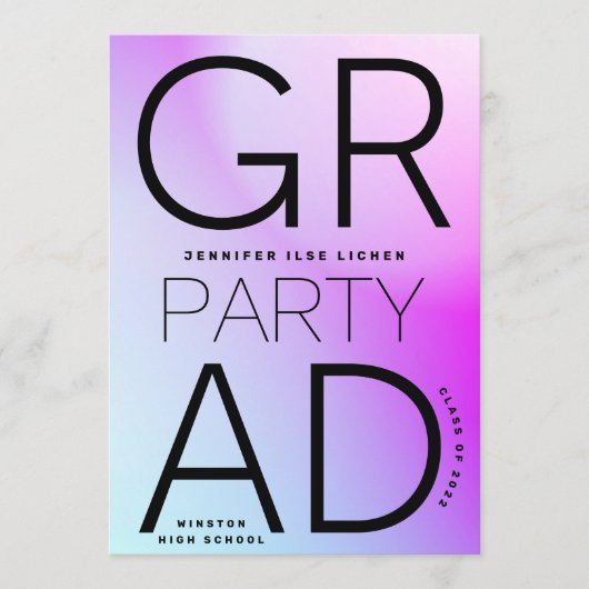 Zwarte Ombre Modern Minimum voor Afstudeerder op d Kaart (Voorkant)