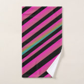 Zwarte Ombre Rainbow Stripes Hot Pink Bad Handdoek (Handdoek)