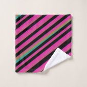 Zwarte Ombre Rainbow Stripes Hot Pink Bad Handdoek (Wasdoekje)