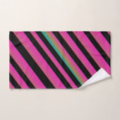 Zwarte Ombre Rainbow Stripes Hot Pink Bad Handdoek (Handdoek)