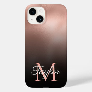Zwarte Ombre Rose Goud Folie Gepersonaliseerde Mon Case-Mate iPhone 14 Hoesje