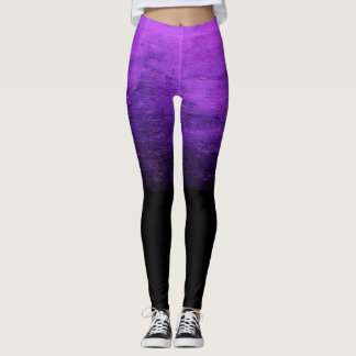 Zwarte Ombré Versleten Textuur - Paars Leggings