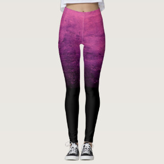 Zwarte Ombré Versleten Textuur - Roze Leggings