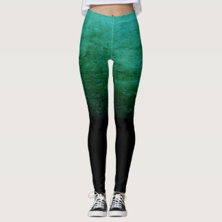 Zwarte Ombré Versleten Textuur - Turquoise Leggings