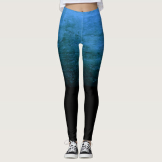 Zwarte Ombré Vervuilde Textuur - Blauw Leggings