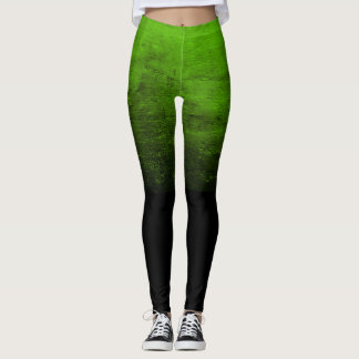 Zwarte Ombré Vervuilde Textuur - Groen Leggings