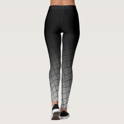Zwarte Ombre w / Zwart & Wit Hoekig Hatch Patroon Leggings (Achterkant)