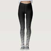 Zwarte Ombre w / Zwart & Wit Hoekig Hatch Patroon Leggings (Voorkant)