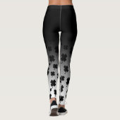 Zwarte Ombre & Zwarte op de Witte Klaver van 4 Leggings (Achterkant)