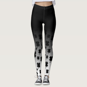 Zwarte Ombre & Zwarte op de Witte Klaver van 4 Leggings