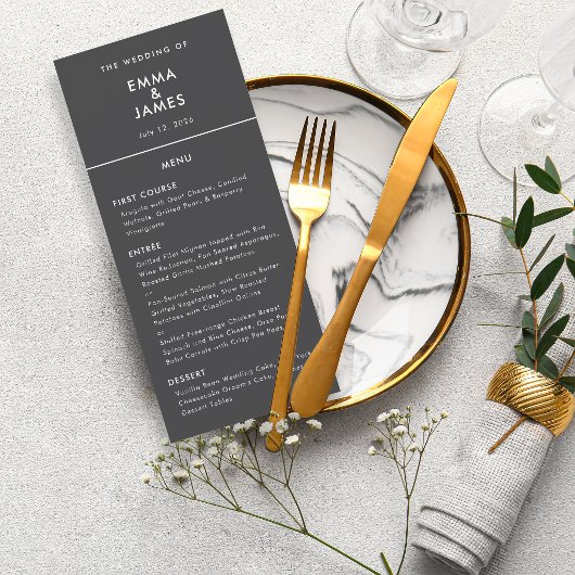 Zwarte Omgekeerde Ampersand Bruiloft | Elegant Menu