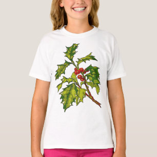 Zwarte omlijning Kunst van Kerstmis Hulst Uitknipp T-shirt