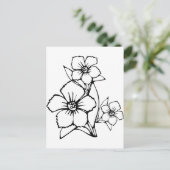 Zwarte omtrek van drie bloemen briefkaart (Staand voorkant)