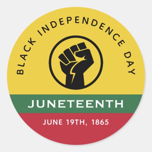 Zwarte Onafhankelijkheidsdag Juneteenth 1865 Gebog Ronde Sticker (Voorkant)