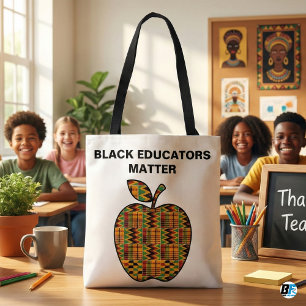 Zwarte Onderwijzers Tel Kente Doek Apple Leraar Tote Bag