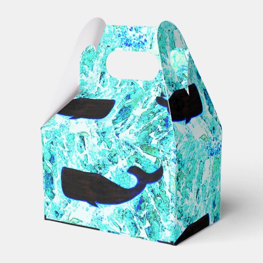 zwarte onderzeese walvis blauw bedankdoosjes (Achterkant)