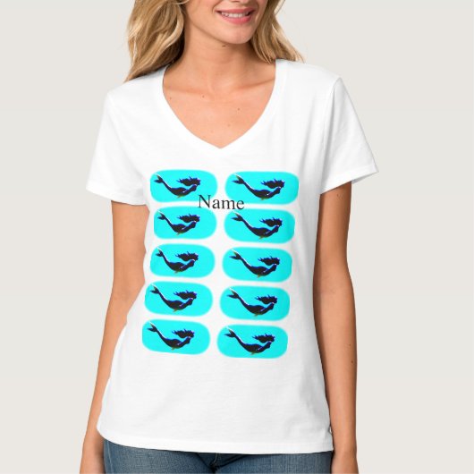 zwarte onderzeese zeemeermin T-Shirt (Voorkant)