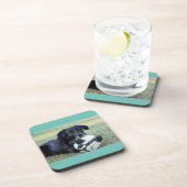 Zwarte onderzetters. Een set van zes. Bier Onderzetter (Rechterzijde)