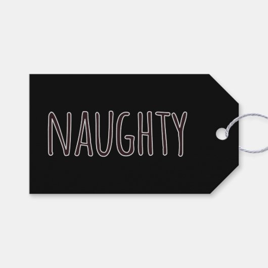 Zwarte Ondeugende Kerstvakantie Cadeaulabel (Voorkant (Horizontaal))