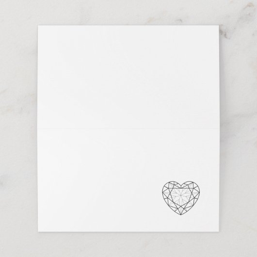 zwarte onyx hartkloppingen plaatskaartje (Buitenkant ongevouwen)