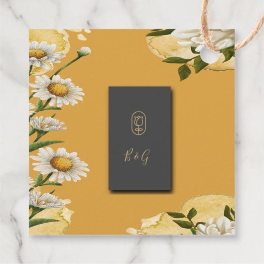 zwarte onyx  Margaret Flower Elegance Bedankjes Labels (Achterkant)