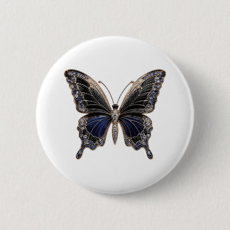 Zwarte Onyx Saffier Gouden Vlinder Speld Ronde Button 5,7 Cm