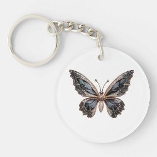 Zwarte Onyx Vlinder Acryl Sleutelhanger