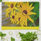 Zwarte-Oog Susans Wilde Bloemen Theedoek (Gevouwen)