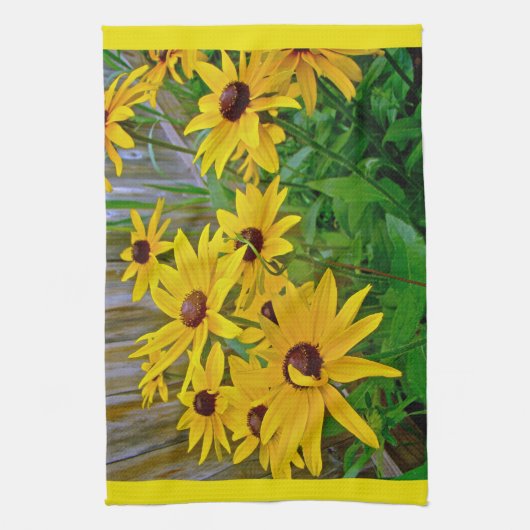Zwarte-Oog Susans Wilde Bloemen Theedoek (Verticaal)