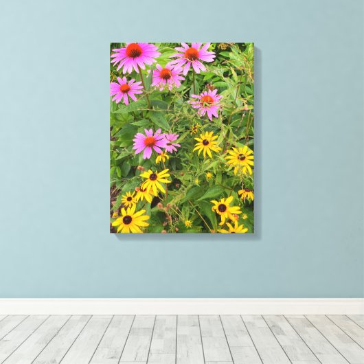 Zwarte-oogige Susan Canvas Afdruk (Insitu (Houten vloer))