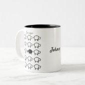 zwarte ooien - unieke koffie - mok zwart wit (Voorkant links)