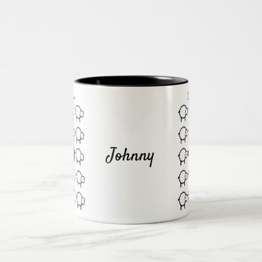 zwarte ooien - unieke koffie - mok zwart wit (Center)