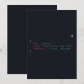 Zwarte op code geïnspireerde aangepaste uitnodigin kaart (Voorkant / Achterkant)
