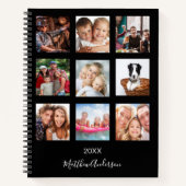Zwarte op maat gemaakte fotocollage monogram moder notitieboek (Voorkant)