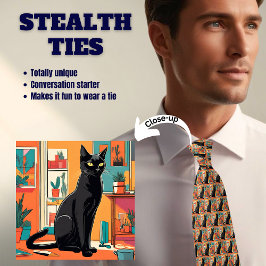 Zwarte op Oranje Kat Stealth Tie Stropdas