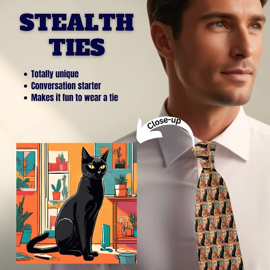 Zwarte op Oranje Kat Stealth Tie Stropdas