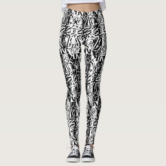 zwarte op witte avantaculaire leggings (Voorkant)