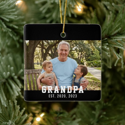 Zwarte opa opgericht foto keramisch ornament (Boom)