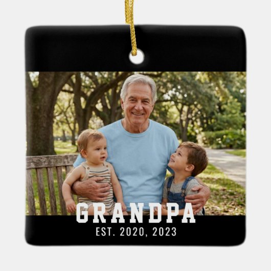 Zwarte opa opgericht foto keramisch ornament (Voorkant)