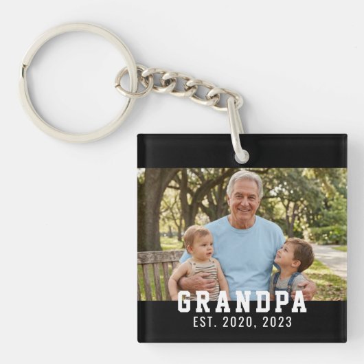 Zwarte opa opgericht foto sleutelhanger (Voorkant)