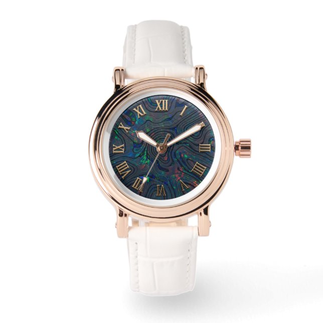 Zwarte Opal Stijl Wijzerplaat Horloge (Voorkant)