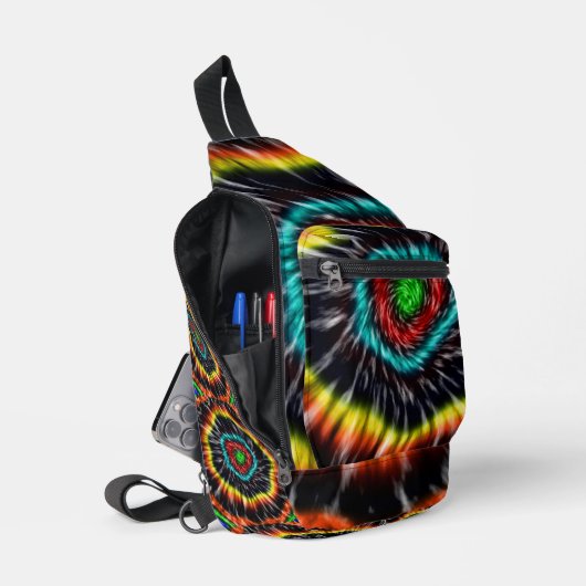 Zwarte Opal Tie Dye, Sling Bag (Open)