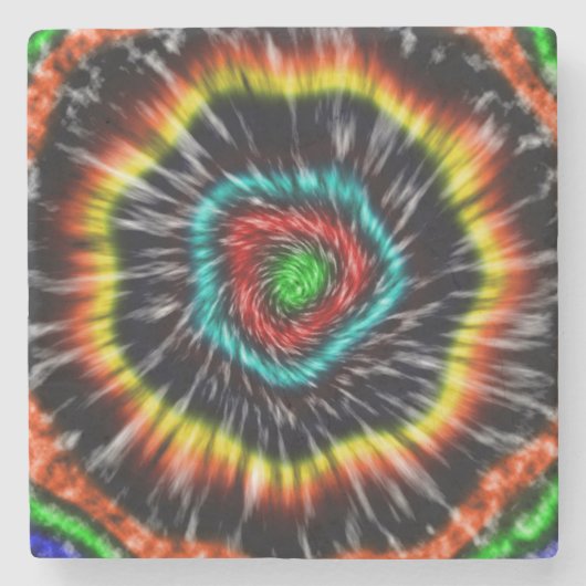 Zwarte Opal Tie Dye,    Stenen Onderzetter (Voorkant)