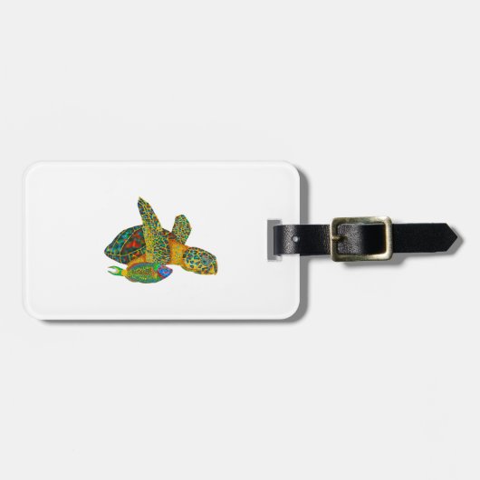 Zwarte Opal Zeeschildpad Bagagelabel (Voorkant horizontaal)